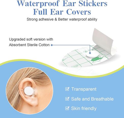 60 Pcs Baby Ear Covers for Bath, Disposable Waterproof Swimming Ear Covers, Cotton Earplugs for Bath, Surfing in Saudi Arabia