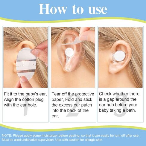 60 Pcs Baby Ear Covers for Bath, Disposable Waterproof Swimming Ear Covers, Cotton Earplugs for Bath, Surfing in Saudi Arabia