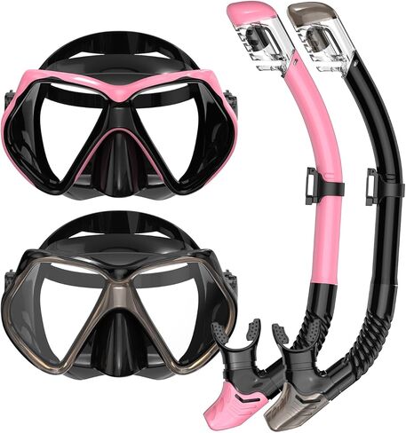 2 Pack Snorkeling Gear for Adults, Dry Snorkel, Mask Set Adult, Diving Scuba Mask, Scuba Gear, Swimming Goggles with Nose Cover, Swim Freediving Tempered Glass Panoramic View Travel Packages in Kuwait