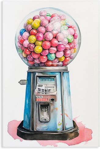 Stupell Industries 'Retro Gumball Machine', Canvas Art, 20 x 30 Inches, Easy to Hang and Sturdy, Made in USA, by Ray Powers in Kuwait