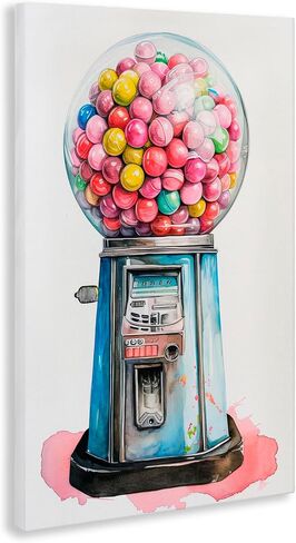 Stupell Industries 'Retro Gumball Machine', Canvas Art, 20 x 30 Inches, Easy to Hang and Sturdy, Made in USA, by Ray Powers in Kuwait