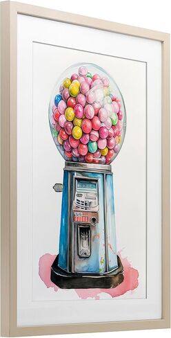 Stupell Industries 'Retro Gumball Machine', Framed Print Under Glass, Brown, 17 x 23 Inches, Easy to Hang and Sturdy, Made in USA, by Ray Powers in Kuwait