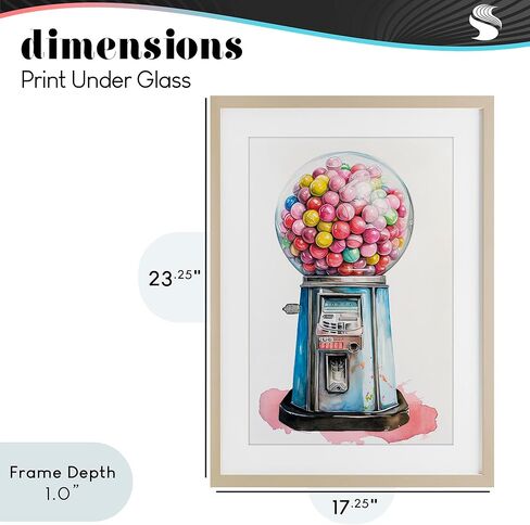 Stupell Industries 'Retro Gumball Machine', Framed Print Under Glass, Brown, 17 x 23 Inches, Easy to Hang and Sturdy, Made in USA, by Ray Powers in Kuwait