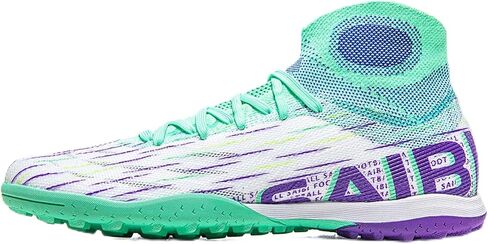 SAIBI Men's/Women's High-Top Turf Soccer Cleats, Breathable Knit Upper Non-Slip TF Football Boots for Outdoor Training & Match in Saudi Arabia