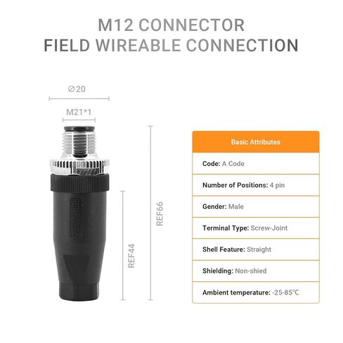 M12 4 دبوس موصل المجال Wireable رمز مستقيم ذكر التوصيل غير درع 12 مللي متر الصناعية التعميم في الهواء الطلق مقاوم للماء IP67 5 قطعة in Kuwait