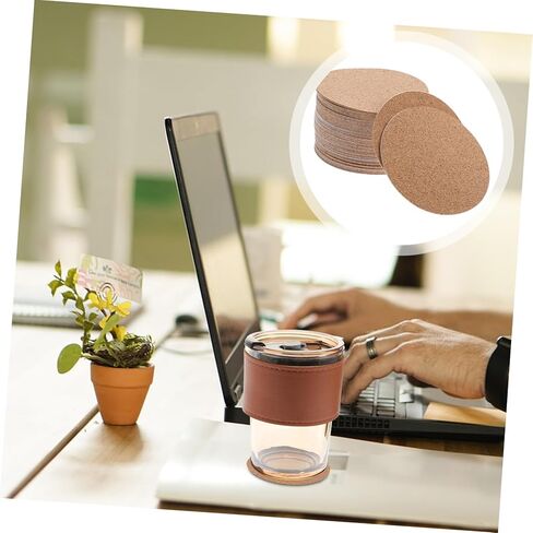 Homoyoyo 50pcs High Density Cork Coasters Self-Adhesive Cork Tiles for Wall Decor DIY Sheets for School Projects in Kuwait