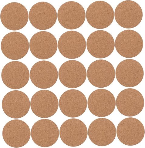 Ciieeo 50pcs Self-Adhesive Cork Sheets for DIY Crafts Round Backing Cork Mats Durable High Density for Coasters Bulletin Boards Creative Projects in Kuwait