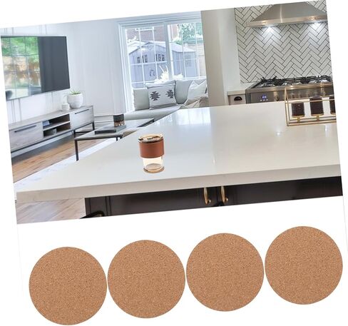 Ciieeo 50pcs Self-Adhesive Cork Sheets for DIY Crafts Round Backing Cork Mats Durable High Density for Coasters Bulletin Boards Creative Projects in Kuwait