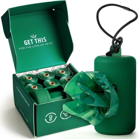 أكياس الكلب/الأكياس الكلب المضاد للتسرب - إجمالي 90 كيسًا ، مصنوعًا من مزيج نشا الذرة ، والشعور الناعم ، والروائح الفخاخ - 13x9 "، 6 لفات لكل صندوق ، 15 كيس لكل لفة in Kuwait