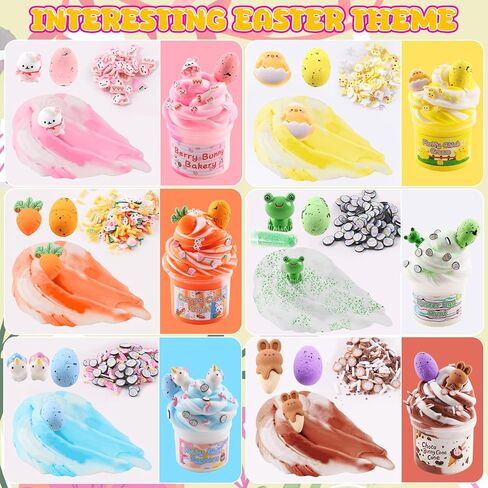 Easter Basket Stuffers for Kids, 4 Pack Prefilled Slime Eggs with Charms & Toys Inside, Easter Basket Essentials for Teens Girls Boys, Non-Toxic & Child Safe Egg Hunt Gifts in Kuwait