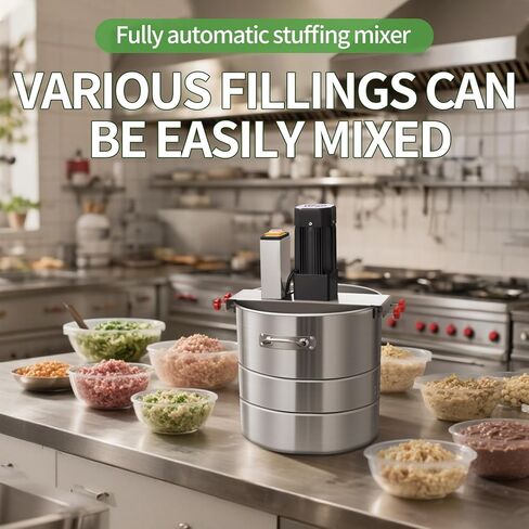 خلاط حشو متعدد الوظائف، خلاط طعام جاف ورطب أوتوماتيكي 33 رطل، آلة تحريك من الفولاذ المقاوم للصدأ 110 فولت 400 وات لحشوات مختلفة، حشو الزلابية، السلطات، المساحيق الجافة، خلاط الطعام التجاري in Kuwait