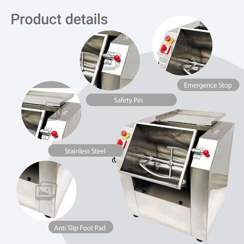 25KG/50QT Commercial Dough Mixer Machine, 110V 2200W Stainless Steel Electric Flour Kneading Mixing Machine, Vegetable Meat Blender, Rotary Bowl, for Kitchen and Restaurant in Kuwait