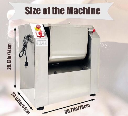 25KG/50QT Commercial Dough Mixer Machine, 110V 2200W Stainless Steel Electric Flour Kneading Mixing Machine, Vegetable Meat Blender, Rotary Bowl, for Kitchen and Restaurant in Kuwait