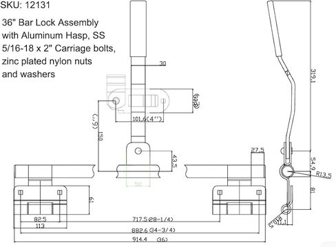 Cam Lock Bar Latch, 36" Aluminum Assembly, Ramp Swing Doors for RV-Enclosed- Cargo Trailers .Includes Mounting Hardware & Hasp (2). Anodized Finish to Deter corrision Due to Road Chemicals. in Kuwait