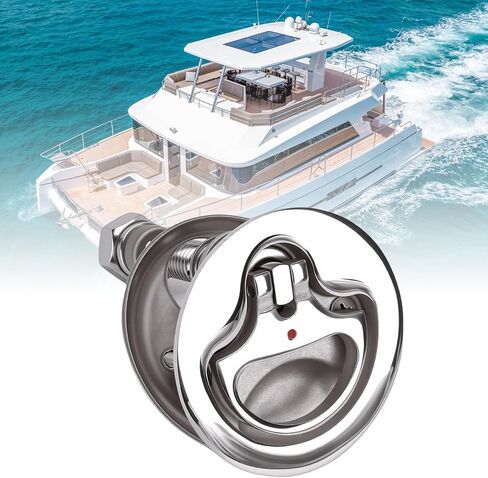 Boat Cam Latch, Marine Grade 316 Stainless Steel Cabin Latch, Red Dot Indicator with Adjustable Range, Ideal for Boat, Yacht, RV, 52mm Hole Diameter, 2.05in Cam Lock Tongue in Kuwait