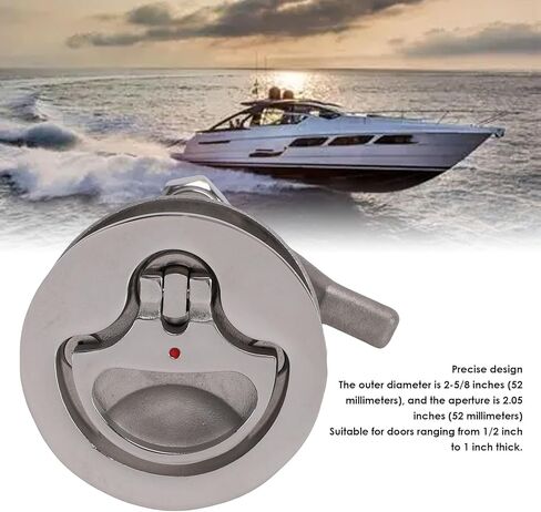 Boat Cam Latch, Marine Grade 316 Stainless Steel Cabin Latch, Red Dot Indicator with Adjustable Range, Ideal for Boat, Yacht, RV, 52mm Hole Diameter, 2.05in Cam Lock Tongue in Kuwait