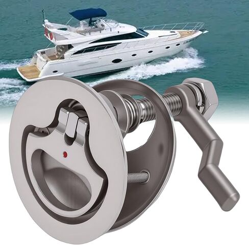 Boat Cam Latch, Marine Grade 316 Stainless Steel Cabin Latch, Red Dot Indicator with Adjustable Range, Ideal for Boat, Yacht, RV, 52mm Hole Diameter, 2.05in Cam Lock Tongue in Kuwait