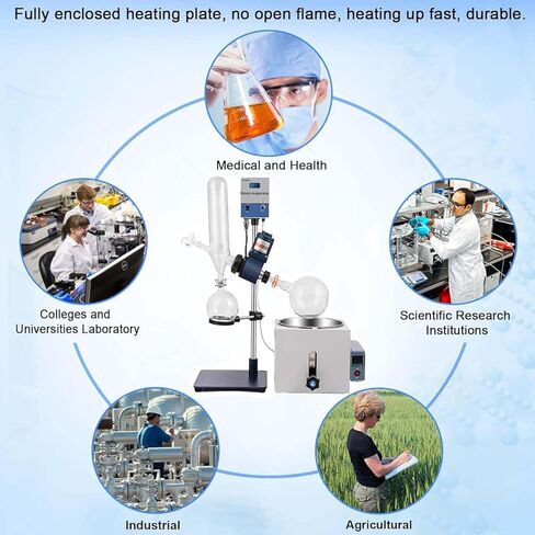 110V Laboratory Rotary Evaporator 2L Vacuum Distillation System wtih120mm Lift for Essential Oils & Lab,Precise Temperature Control in Saudi Arabia