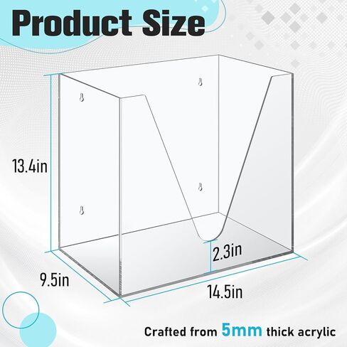 Novabright Protective Wear Organizer Wall Mount Acrylic Glove Earloop Shield Mask Gown Dispenser 15" L x 9" w x 13" h for Hospital Laboratories Factories Food Processing Plants Household Work in Kuwait