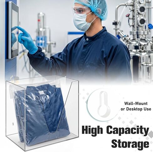 Novabright Protective Wear Organizer Wall Mount Acrylic Glove Earloop Shield Mask Gown Dispenser 15" L x 9" w x 13" h for Hospital Laboratories Factories Food Processing Plants Household Work in Kuwait