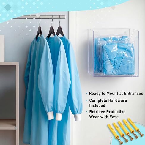 Novabright Protective Wear Organizer Wall Mount Acrylic Glove Earloop Shield Mask Gown Dispenser 15" L x 9" w x 13" h for Hospital Laboratories Factories Food Processing Plants Household Work in Kuwait