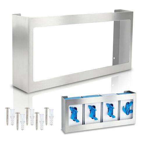 حامل صندوق قفازات رباعي من الفولاذ المقاوم للصدأ، حامل صندوق قفازات رباعي ومنظم صندوق قفازات للتركيب على الحائط، موزع من الفولاذ المقاوم للصدأ بأربعة أقسام، 20.9 بوصة طول × 3.7 بوصة عرض × 10 بوصة ارتفاع in Kuwait