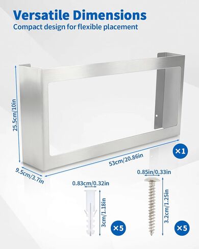 حامل صندوق قفازات رباعي من الفولاذ المقاوم للصدأ، حامل صندوق قفازات رباعي ومنظم صندوق قفازات للتركيب على الحائط، موزع من الفولاذ المقاوم للصدأ بأربعة أقسام، 20.9 بوصة طول × 3.7 بوصة عرض × 10 بوصة ارتفاع in Kuwait