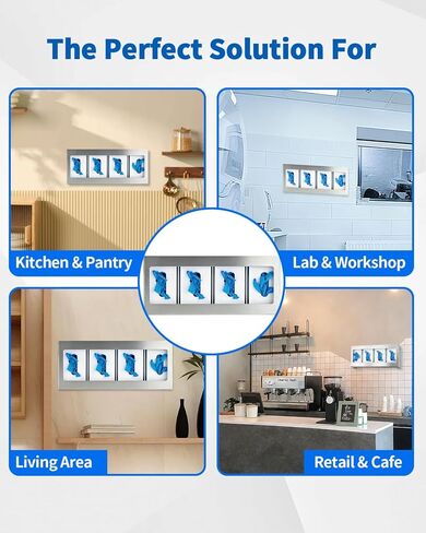 حامل صندوق قفازات رباعي من الفولاذ المقاوم للصدأ، حامل صندوق قفازات رباعي ومنظم صندوق قفازات للتركيب على الحائط، موزع من الفولاذ المقاوم للصدأ بأربعة أقسام، 20.9 بوصة طول × 3.7 بوصة عرض × 10 بوصة ارتفاع in Kuwait