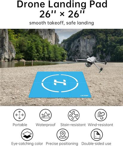 وسادة هبوط بدون طيار LKTOP قابلة للطي لـ DJI/Potensic/Skyrover/Specta، وسادة هبوط كبيرة مضادة للماء على الوجهين لملحقات سلسلة DJI Mavic/Air/Mini/Neo/Flip/Avata/FPV (26 بوصة) in Saudi Arabia