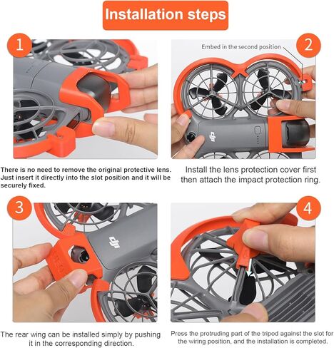 Protector for DJI Neo2, 3D Printing Anti-Collision Prop Bumper Protective Cover Ring Impact Protectors Height Increase for DJI NEO 2 Drone Landing Gear Accessories (Orange-Can Use Transmission Module) in Kuwait