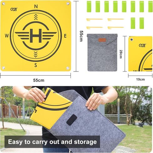 CQT Drone Landing Pad,Universal Waterproof Portable Nighttime Reflective Weighted Landing Apron for DJI Avata 360 Mini 5 4 3 Pro NEO 2,Mavic 4 pro/2/3 Pro,Air 3S 2S RC Quadcopters (21.65inch(55cm)) in Kuwait