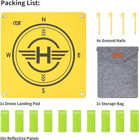 CQT Drone Landing Pad,Universal Waterproof Portable Nighttime Reflective Weighted Landing Apron for DJI Avata 360 Mini 5 4 3 Pro NEO 2,Mavic 4 pro/2/3 Pro,Air 3S 2S RC Quadcopters (21.65inch(55cm)) in Kuwait