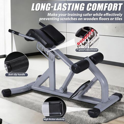 Hyperextension Adjustable Roman Chair Sit Up Exercise Machine 660 Lbs Weight Capacity for Glute Hamstring and Ab Workout Home Gym in Kuwait