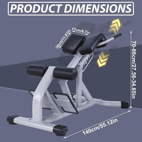 Hyperextension Adjustable Roman Chair Sit Up Exercise Machine 660 Lbs Weight Capacity for Glute Hamstring and Ab Workout Home Gym in Kuwait