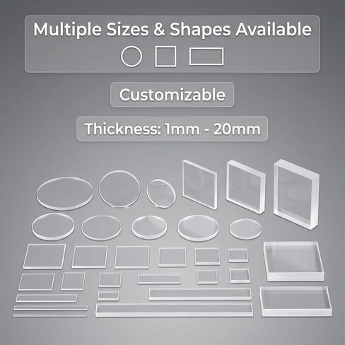 Customizable Sizes JGS2 High Purity Quartz Glass Plate - 1200°C High Temperature - Ultra High Transparency Fused Silica Sheet - Acid & Alkali Proof for Laboratory & Industrial Use (Factory Direct) in Kuwait