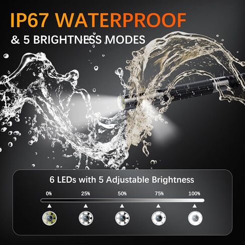 Dual Lens 360° Articulating Borescope with Light, 5'' HD Monitor 4-Way Joystick Inspection Camera, 0.25in Slim Probe 5.0FT Semi-Rigid Snake Industrial Endoscope Camera for Automotive Mechanics in Kuwait