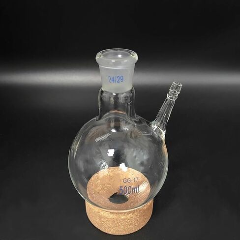 Standard Lapped Ball Reaction Vial with Upper Side Tubing, 25ml-500ml-1000ml-3000ml, 24/29 Seal, Reaction Vial in Kuwait