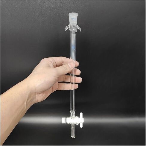 Sandless plate flash column, OD13mm, EL200mm/250mm/300mm, With base mouth 14/20, Chromatographic analysis column, PTFE valve(O.D.13mm E.L.350mm) in Kuwait