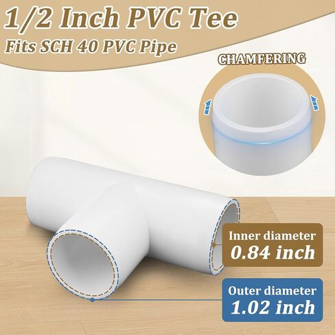 20 حزمة من تركيبات PVC مقاس 1/2 بوصة، تجهيزات أنابيب من فئة الأثاث 3 طرق لأنابيب SCH40 PVC، موصلات الأنابيب لجميع الهياكل والإطارات التي تصنعها بنفسك in Kuwait