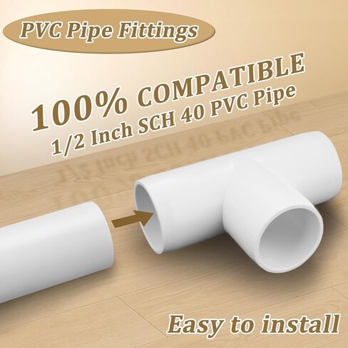 20 حزمة من تركيبات PVC مقاس 1/2 بوصة، تجهيزات أنابيب من فئة الأثاث 3 طرق لأنابيب SCH40 PVC، موصلات الأنابيب لجميع الهياكل والإطارات التي تصنعها بنفسك in Kuwait