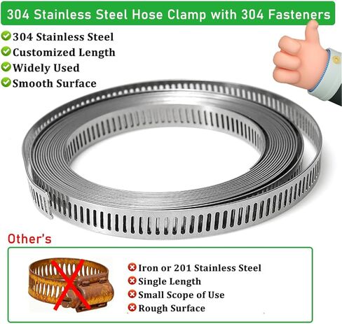 مجموعة متنوعة من مشابك خرطوم الفولاذ المقاوم للصدأ بطول 65.5FT/20m مع 20 قطعة مثبتات، حزام تثبيت معدني طويل قابل للتعديل DIY للأنابيب والمبرد الداخلي والسباكة والأنبوب والمبرد وخط الوقود in Kuwait