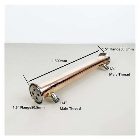 1.5 بوصة (38 مم) OD50.5 مم، مكثف نحاسي، الطول 300 مم، 4 أنابيب داخل معرف 8 مم، خيط ذكر 1/4 بوصة، ارتداد، جهاز إزالة البلغم للتقطير in Kuwait