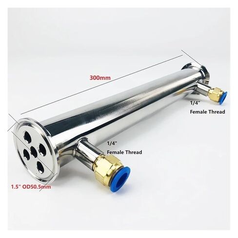 1.5 بوصة 38 مم (OD50.5 مم) مزيل البلغم، الارتجاع، مكثف التقطير مع خيط أنثى 1/4 بوصة، الطول 300 مم، فولاذ 304 in Kuwait