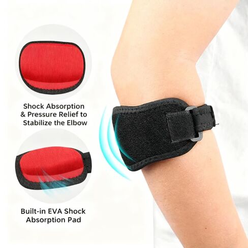 Tennis Elbow Brace 2Pack for Tendonitis, Elbow Pain Relief, for Tennis & Golfer's, Offer Support and Comfort for Eblow, One Size Fit All Elbow, Performance Forearm Band for Men Women, Black in Kuwait