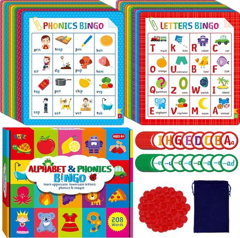 لعبة Spritegru Alphabet Bingo ، ABC & 123 Bingo Board Game for Kids 4-8 ، مثالية للفصل الدراسي والمنزل in Kuwait