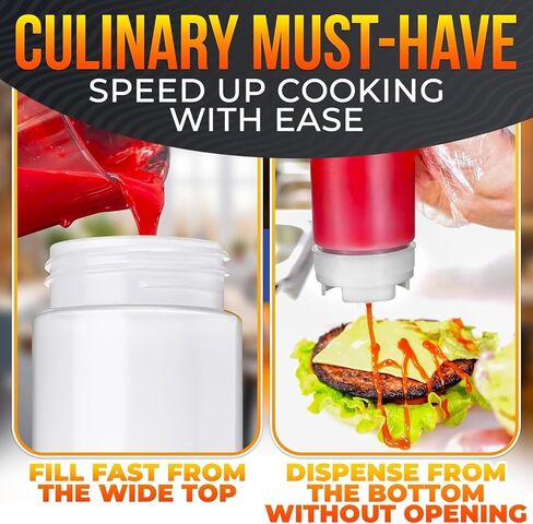 Set of 6 Condiment Squeeze Bottles for Sauces 16 oz – Easy-to-Fill Clear Bottles with Self-Closing Valve | Ready-to-Dispense for Dressings, Ketchup, Mustard & More, Durable, Reusable, Mess-Free Design in Kuwait