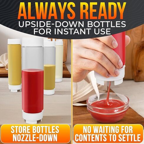 Set of 6 Condiment Squeeze Bottles for Sauces 16 oz – Easy-to-Fill Clear Bottles with Self-Closing Valve | Ready-to-Dispense for Dressings, Ketchup, Mustard & More, Durable, Reusable, Mess-Free Design in Kuwait