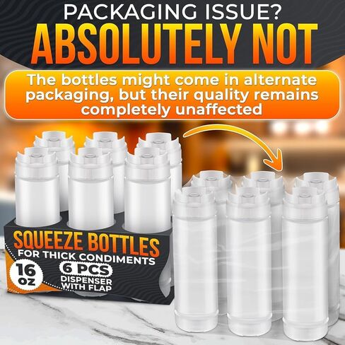 Set of 6 Condiment Squeeze Bottles for Sauces 16 oz – Easy-to-Fill Clear Bottles with Self-Closing Valve | Ready-to-Dispense for Dressings, Ketchup, Mustard & More, Durable, Reusable, Mess-Free Design in Kuwait
