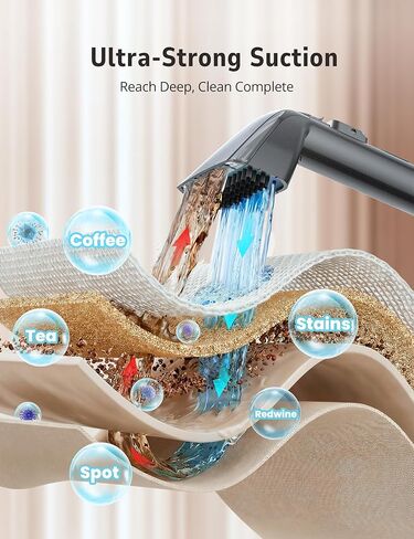 ماكينة تنظيف السجاد متعددة الوظائف Aspiron 20KPA/1600W، منظف بخار احترافي، 9 فرش، خزان مياه 1.7 لتر، محلول تنظيف 300 مل، سلك 5 متر، للسجاد والأريكة وبقع الحيوانات الأليفة والمراتب والأثاث والسيارة in Kuwait