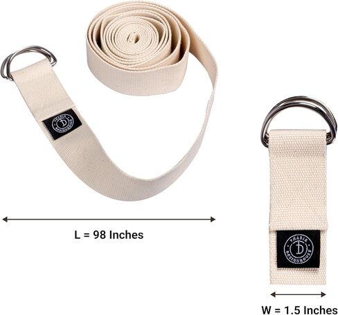 Tharie Organic Cotton Yoga Strap, GOTS Certified, Adjustable D-Ring, Soft & Durable Stretching Strap for Yoga, Pilates & Physical Therapy, 250 cm in Saudi Arabia